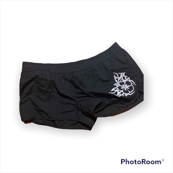 Bikini flirt black floral print design shorts Size large - Picture 1 of 3